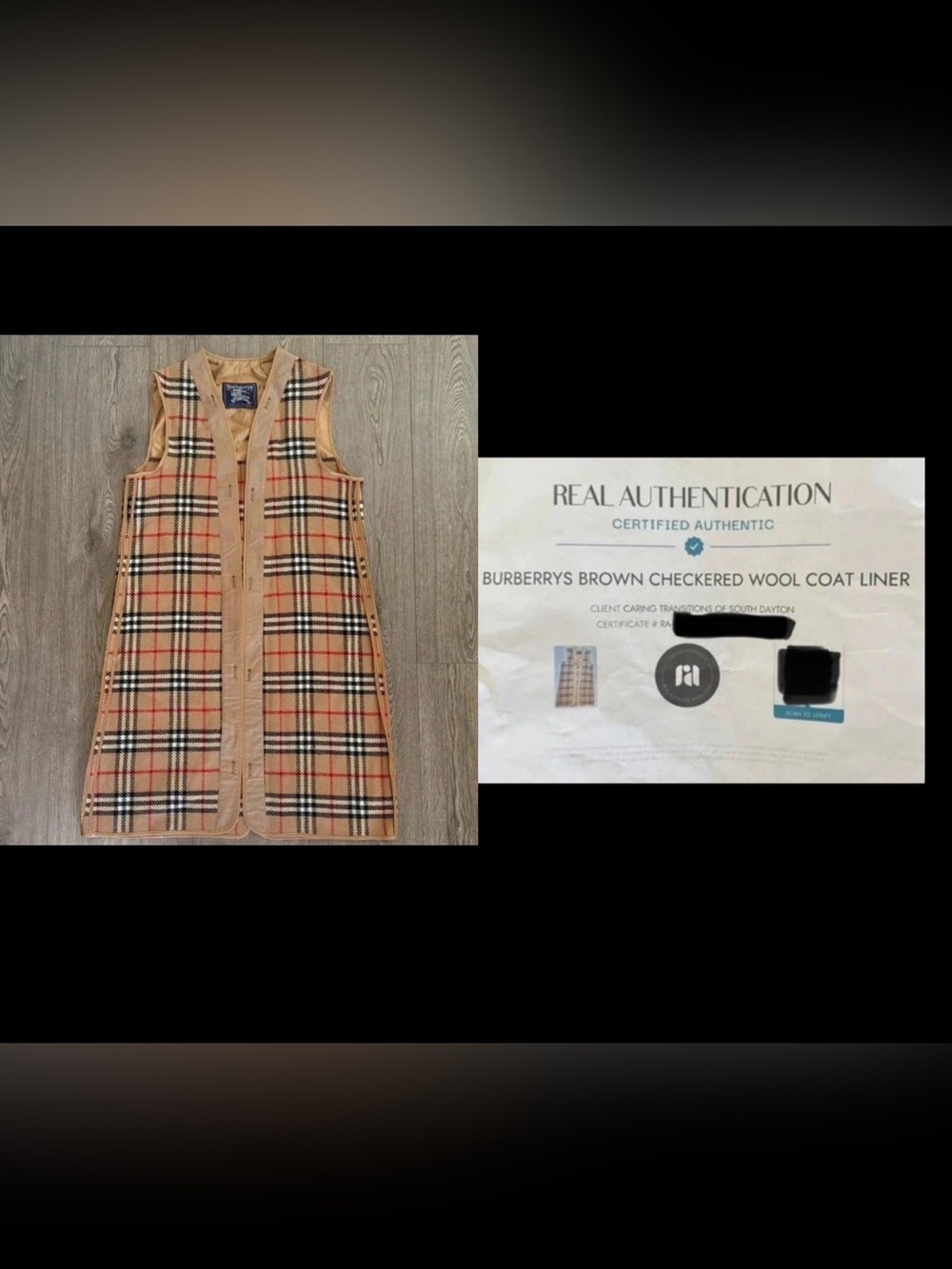 Authentic Burberry Wool Liner